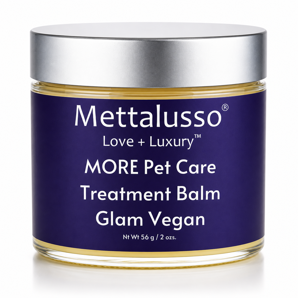Mettalusso Pet Care healing and protecting nourishing Balm all vegan natural oil, vitamin and botanical non-gmo complex for paws, tummy, ears and affected skin areas.