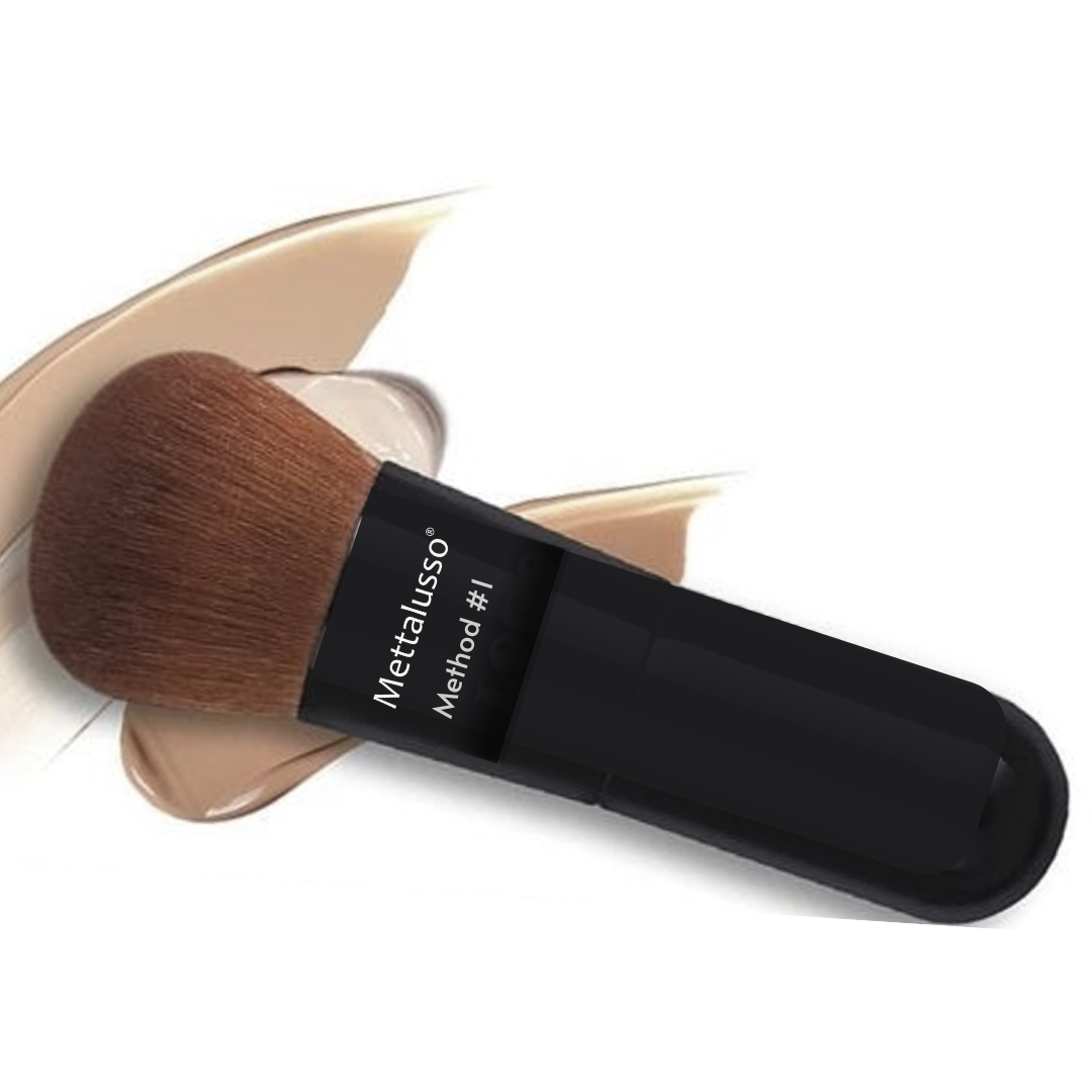 Mettalusso Method #1 Multi Functional Compact Travel Size Purse Size Makeup Brush Vegan and Cruelty Free