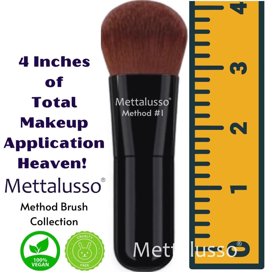 Mettalusso Method #1 Multi Functional Compact Travel Size Purse Size Makeup Brush Vegan and Cruelty Free