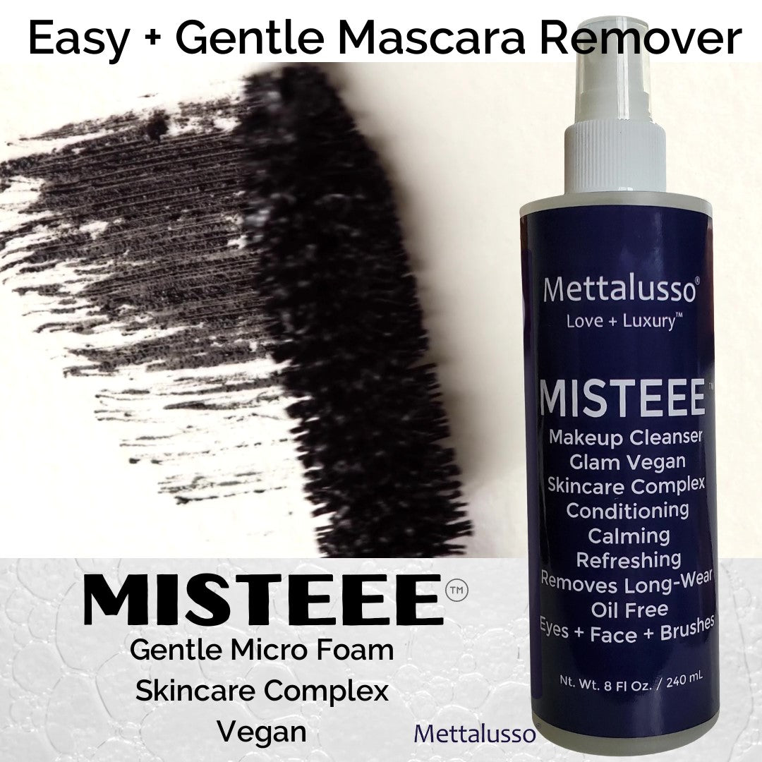 Mettalusso Misteee micro foam cleanser removes mascara with its vegan formula