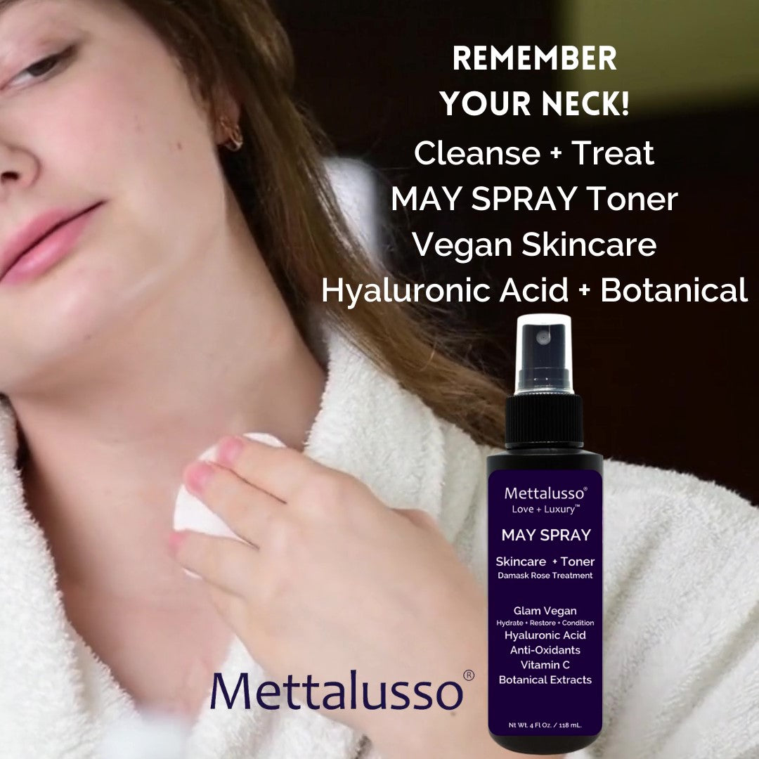 Mettalusso MAY SPRAY Vegan Skincare Multi-Tasking Anti-Aging for the Neck too!