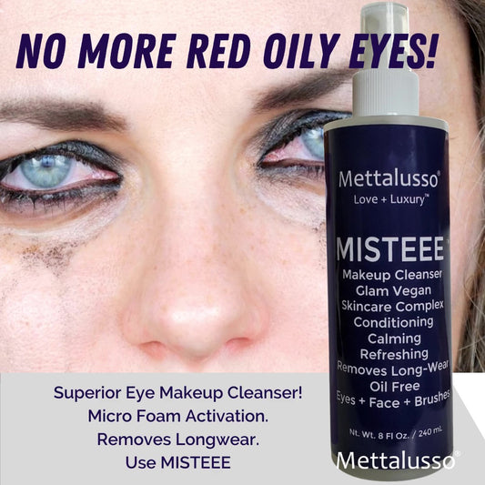 Mettalusso MISTEEE is an oil free makeup cleanser that won't give you red oily eyes