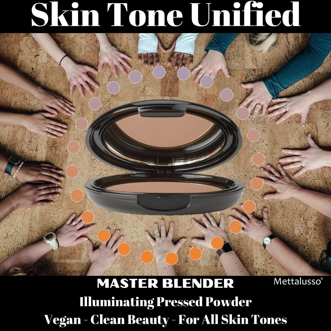 MASTER BLENDER by Mettalusso pressed powder unifies any skin tone with vegan clean beauty