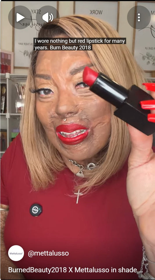 @burnedbeauty2018 x Mettalusso vegan signature red lipstick on sale now