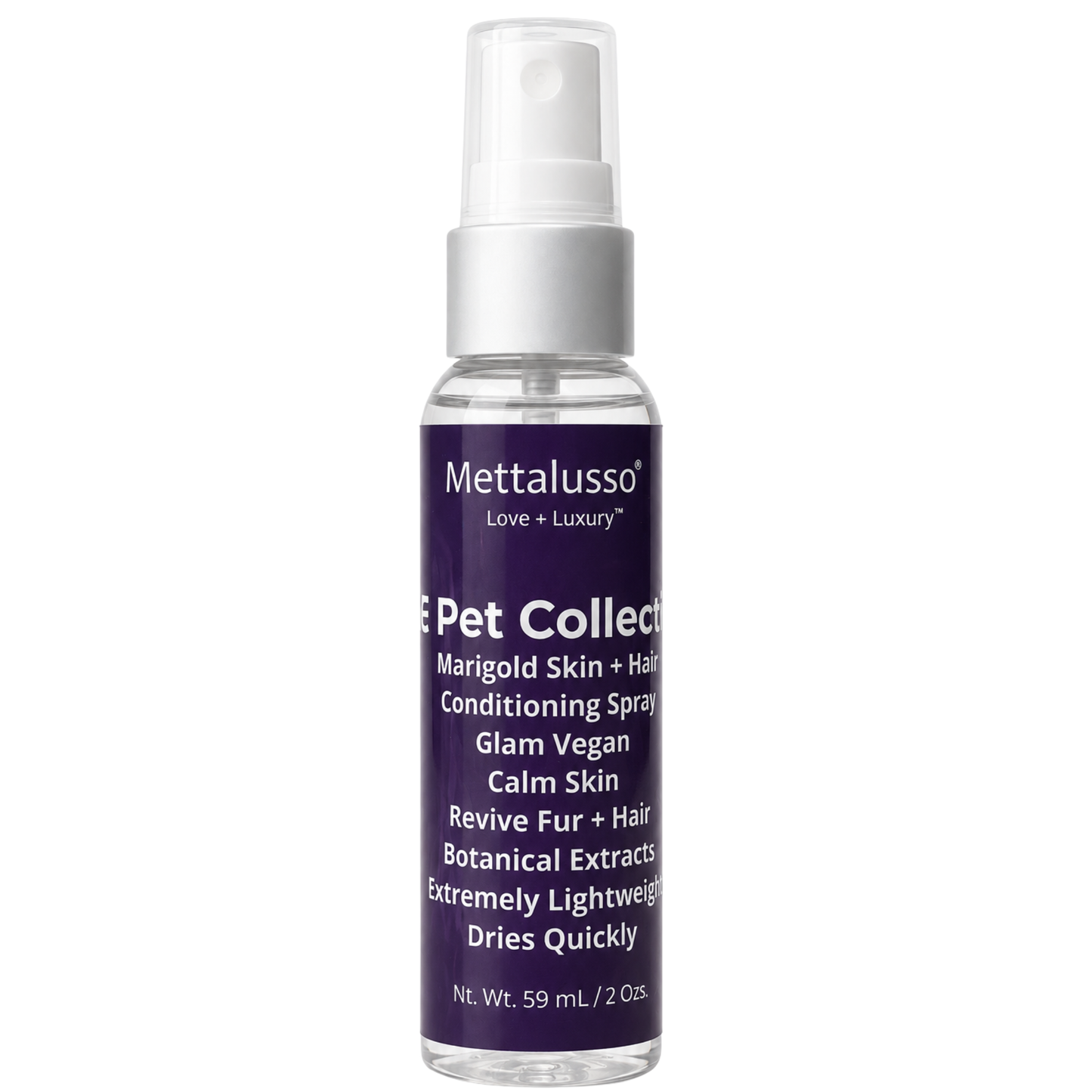 Mettalusso MORE Marigold Pet Grooming Spray Conditions Fur Skin Ears and Paws for all pets