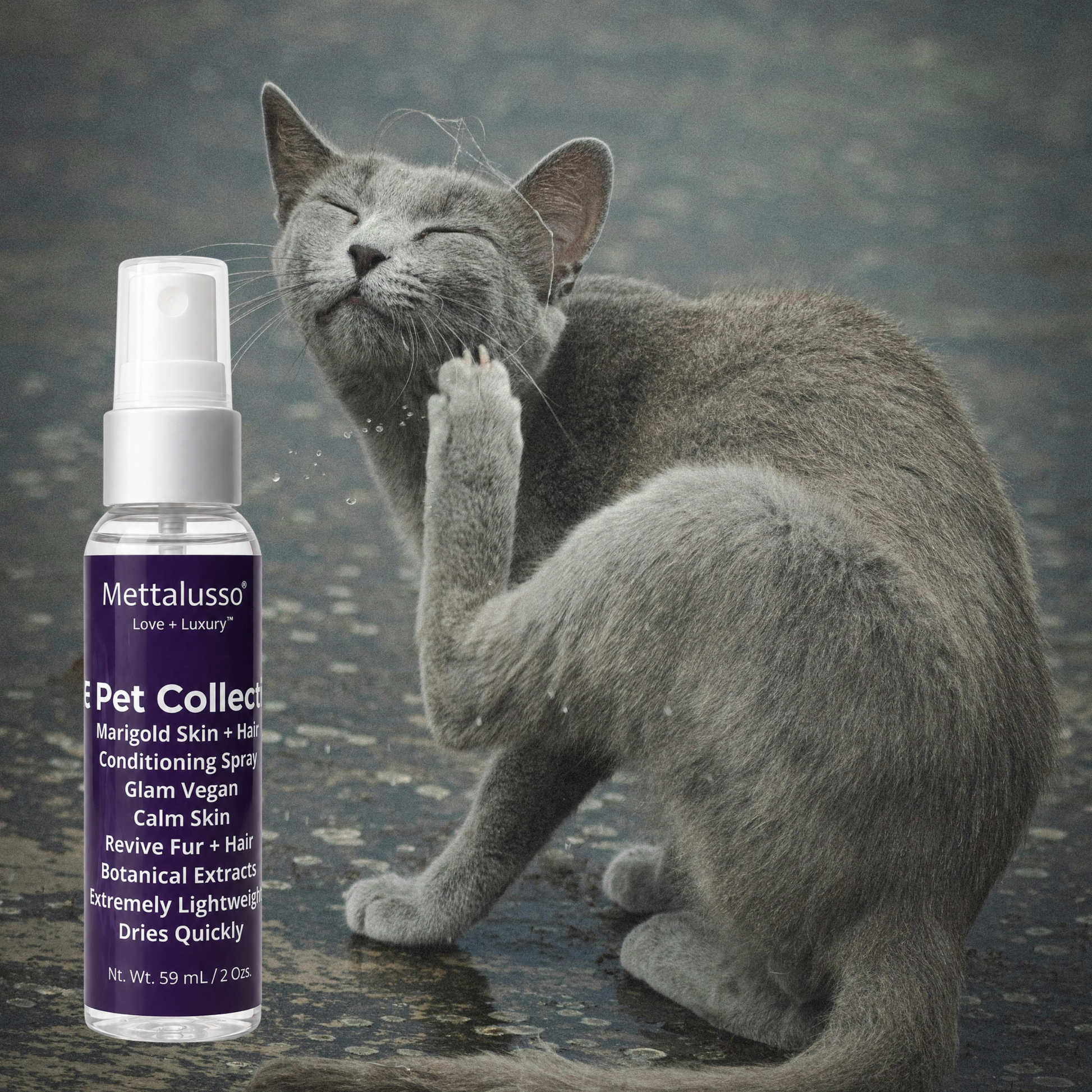 Mettalusso MORE Marigold Pet Grooming Spray Conditions Fur Skin Ears and Paws