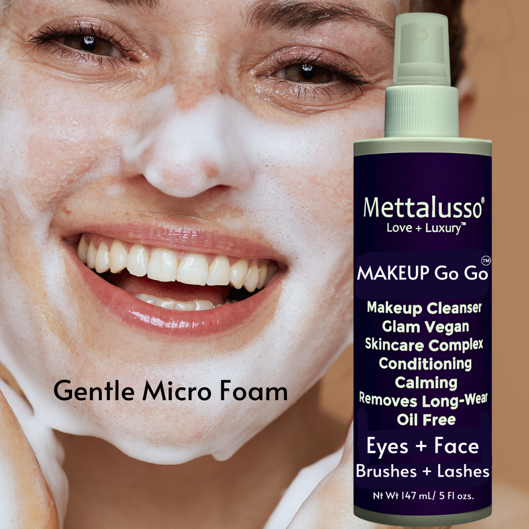 Mettalusso Makeup Go Go Vegan Cleanser has a gentle foaming action with skincare ingredients