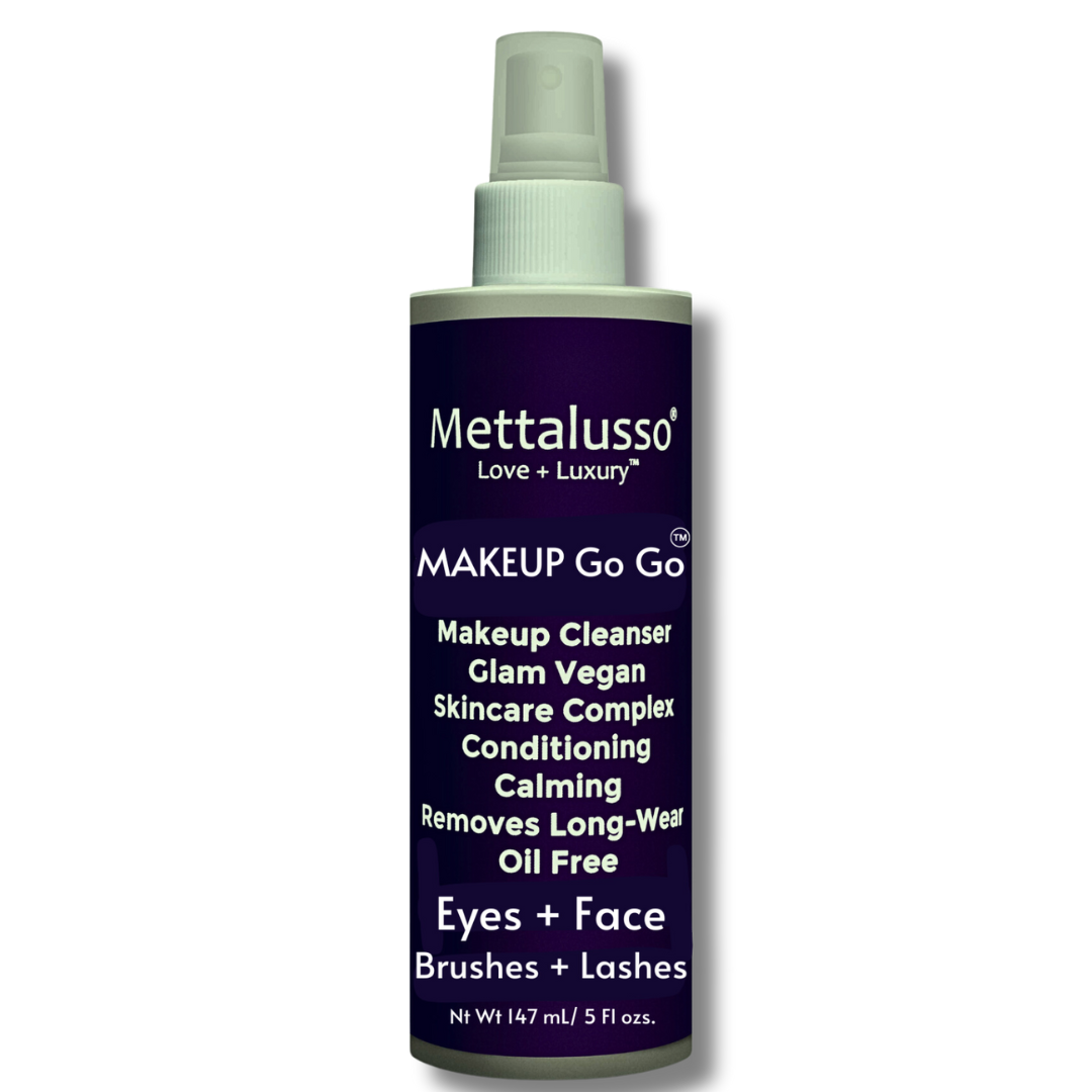 Mettalusso Makeup Go Go Spray Bottle Vegan Cleanser with skincare ingredients and oil free