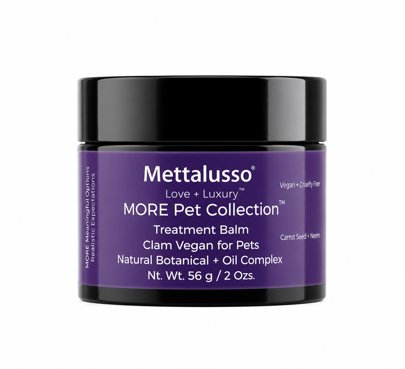 Mettalusso Pet Care healing and protecting nourishing Balm all vegan natural oil, vitamin and botanical non-gmo complex for paws, tummy, ears and affected skin areas.