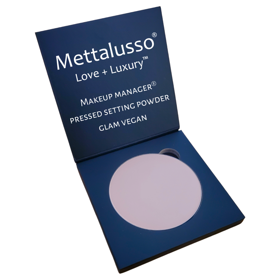 Mettalusso Vegan Pressed Setting Powder with skincare ingredients