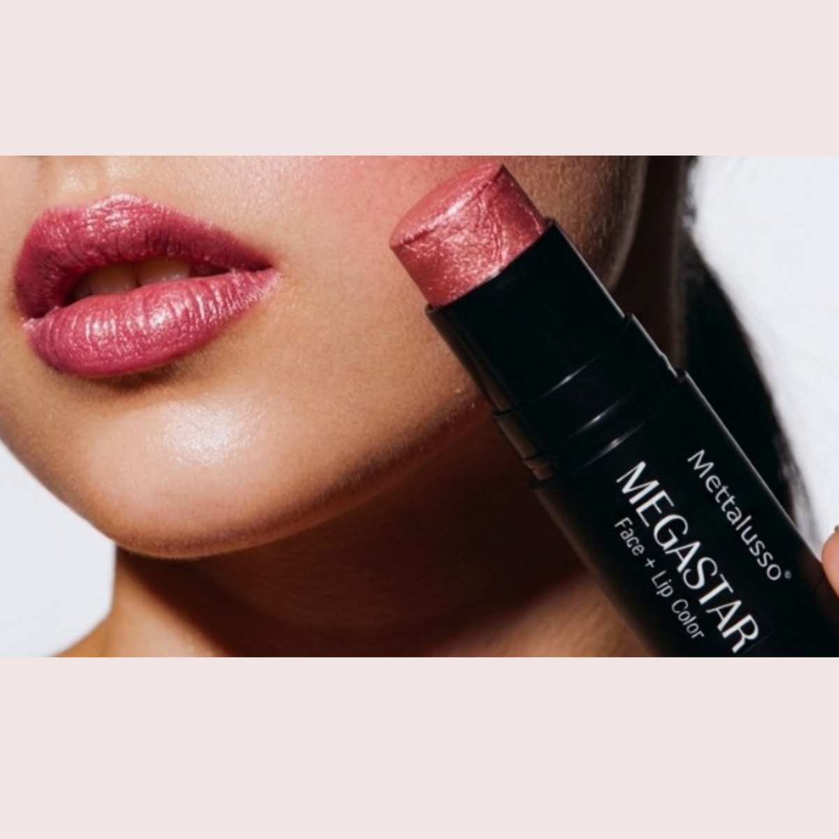  Mettalusso Megastar multi-functional vegan creme stick makeup for face and lips offers a healthy pink shimmer  glow for all skin tones.
