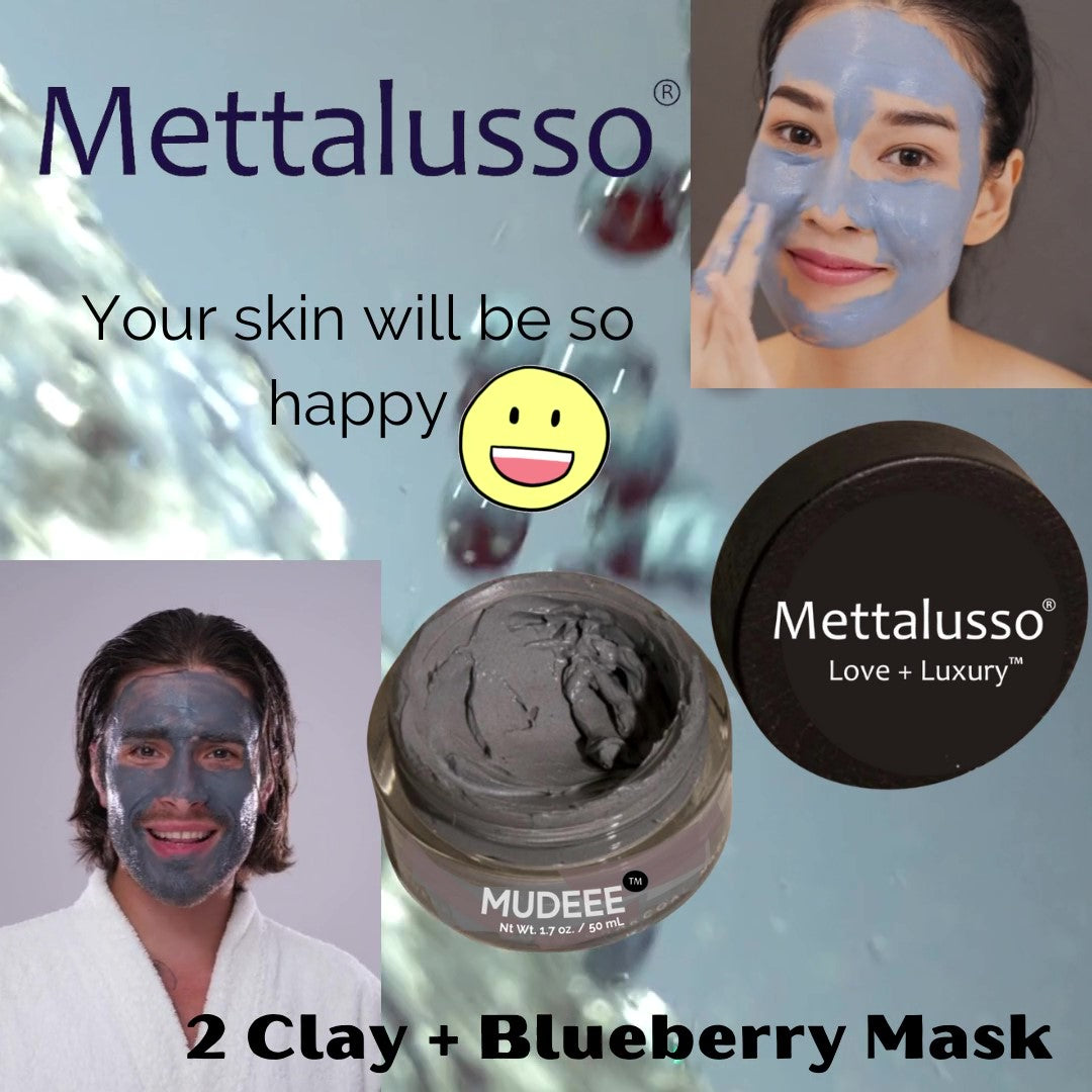 Mettalusso MUDEEE Minute Mask for Mena nd Women Vegan Glam with Clay Minerals and Botanicals
