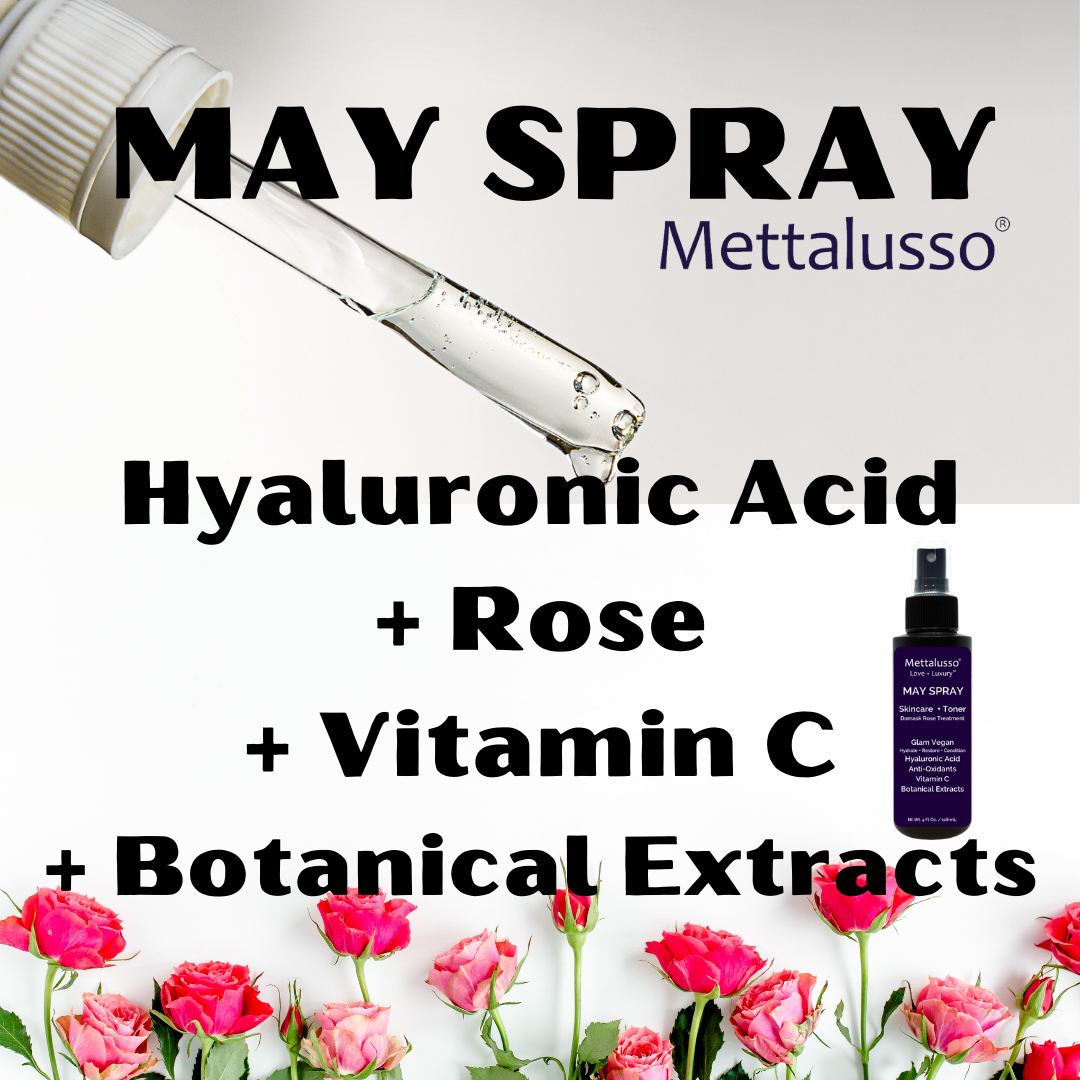 Mettalusso May Spray Vegan Toner Formulated with Hyaluronic Acid Vitamin C Botanicals and Rose extract