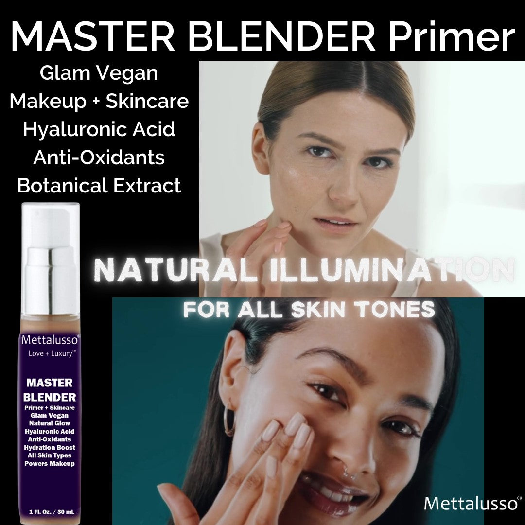 Master Blender Illuminating Primer Glam Vegan for all skin tones with skincare complex.