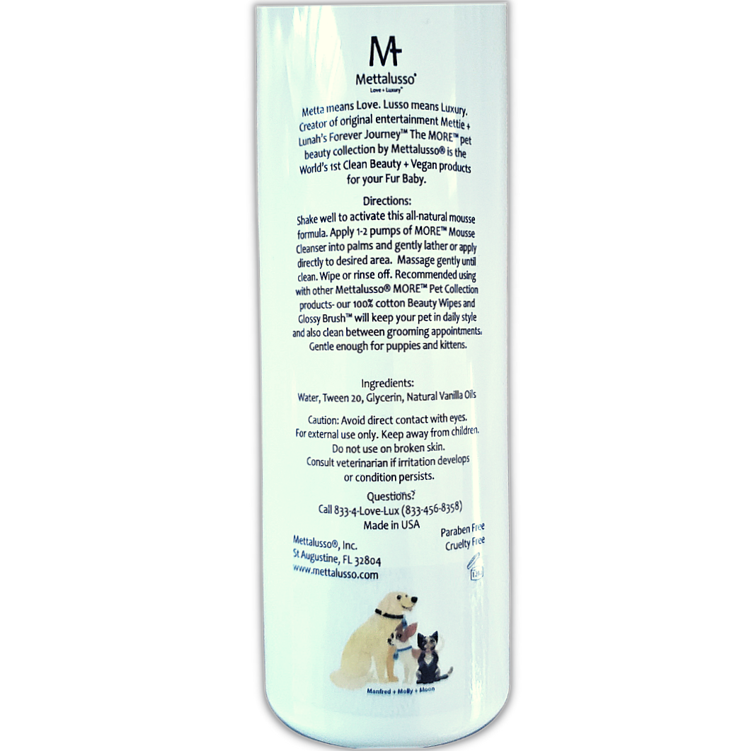Mettalusso Vegan Pet Shampoo Vegan Clean Beauty Mousse Foam