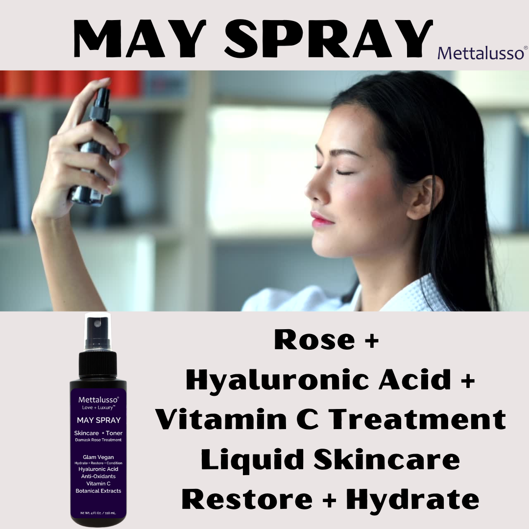 Mettalusso MAY SPRAY Vegan Glam Rose and Hyaluronic Acid Skin Treatment