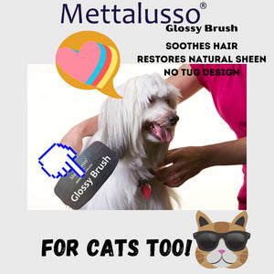 Mettalusso Glossy Brush No Tug Design Gently Distributes Pets Hair to Restore Natural Sheen